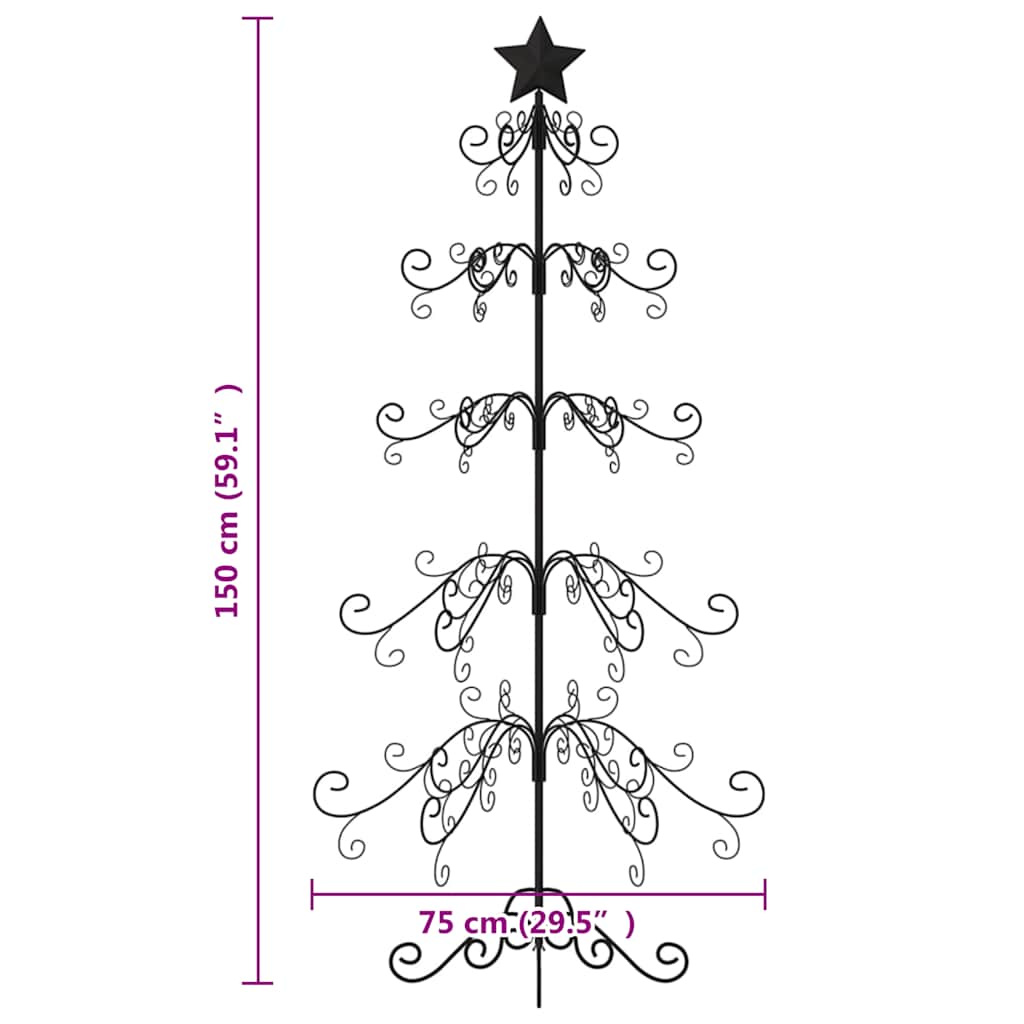 Metal Christmas Tree Powder-coated Steel Black