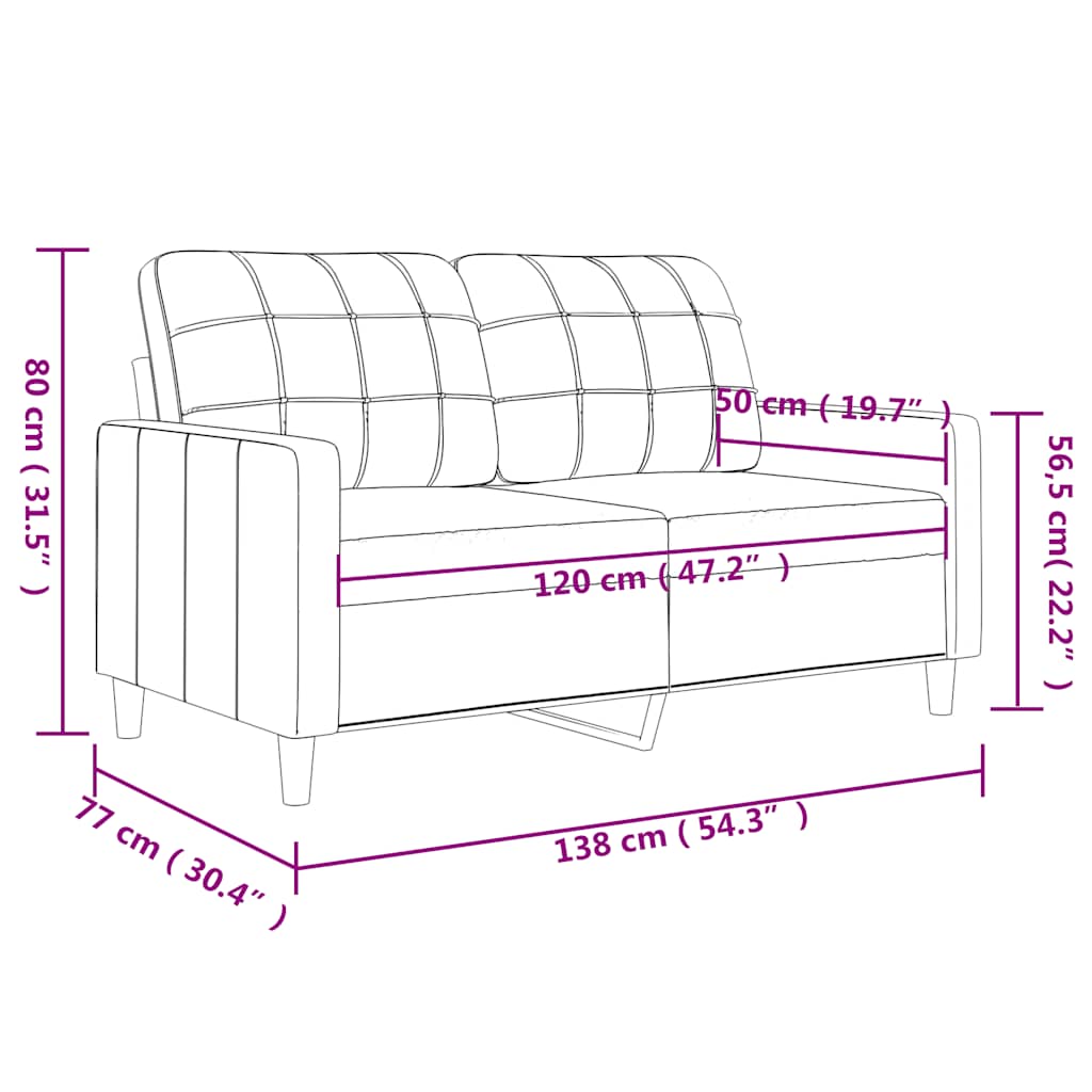 2-Seater Sofa Black 120 cm Fabric