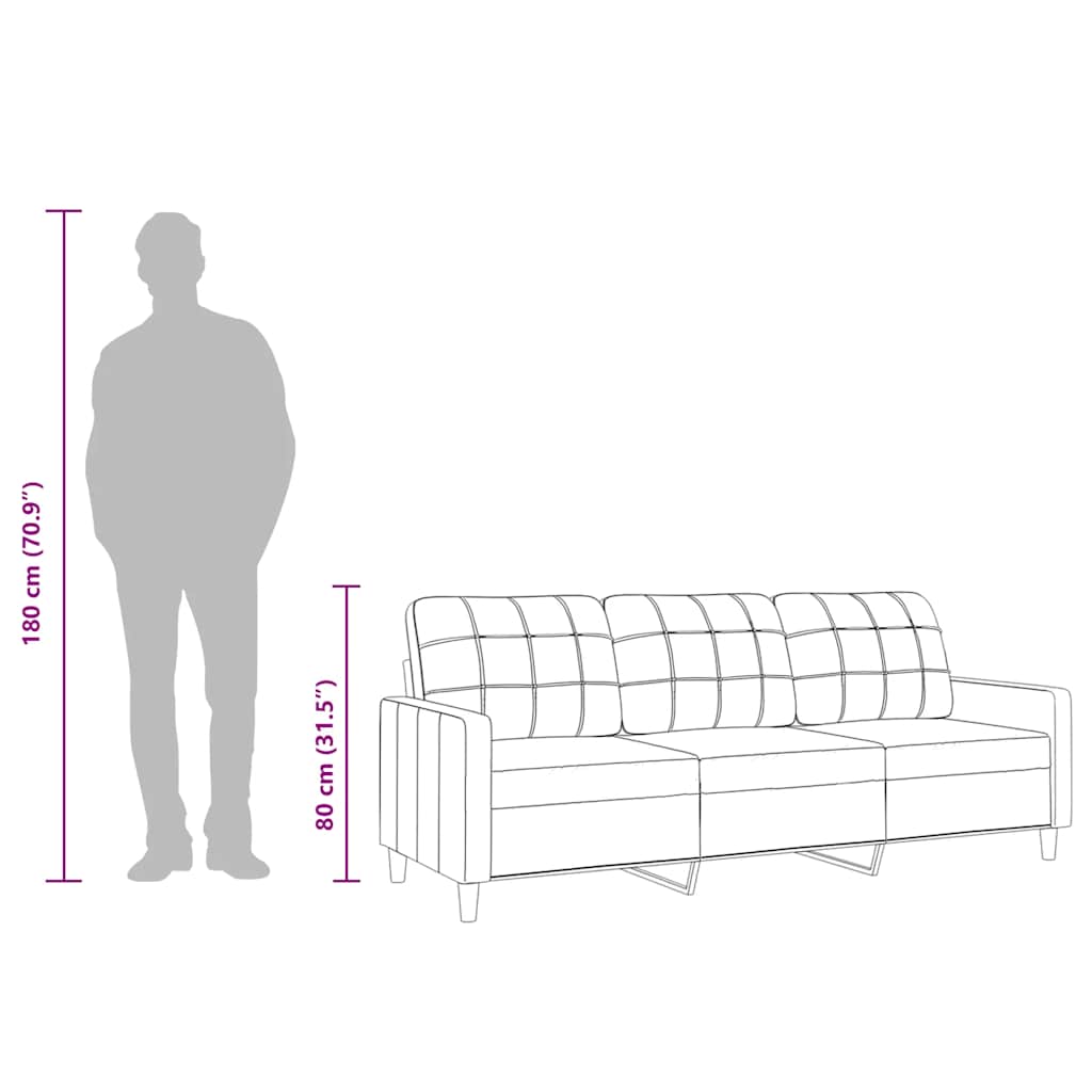 3-Seater Sofa Dark Grey 180 cm Fabric
