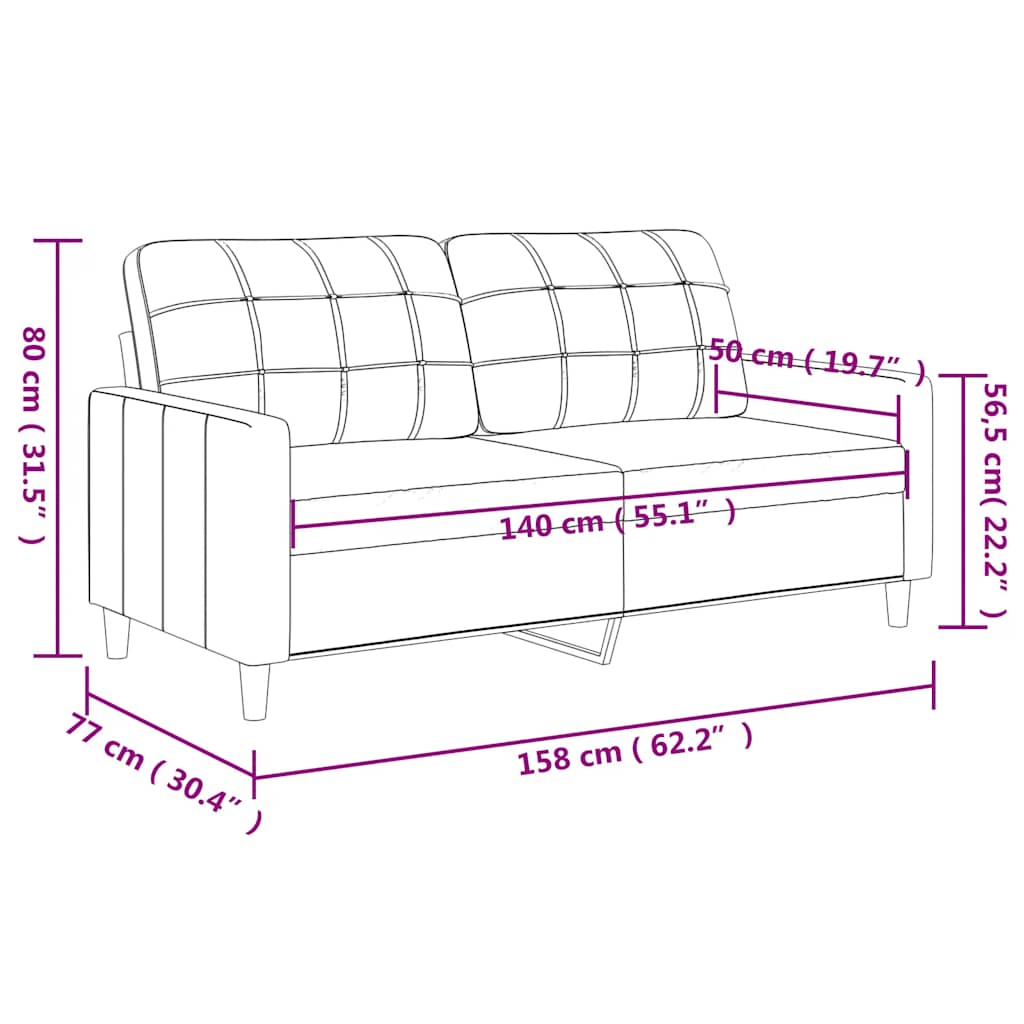 2-Seater Sofa Grey 140 cm Faux Leather
