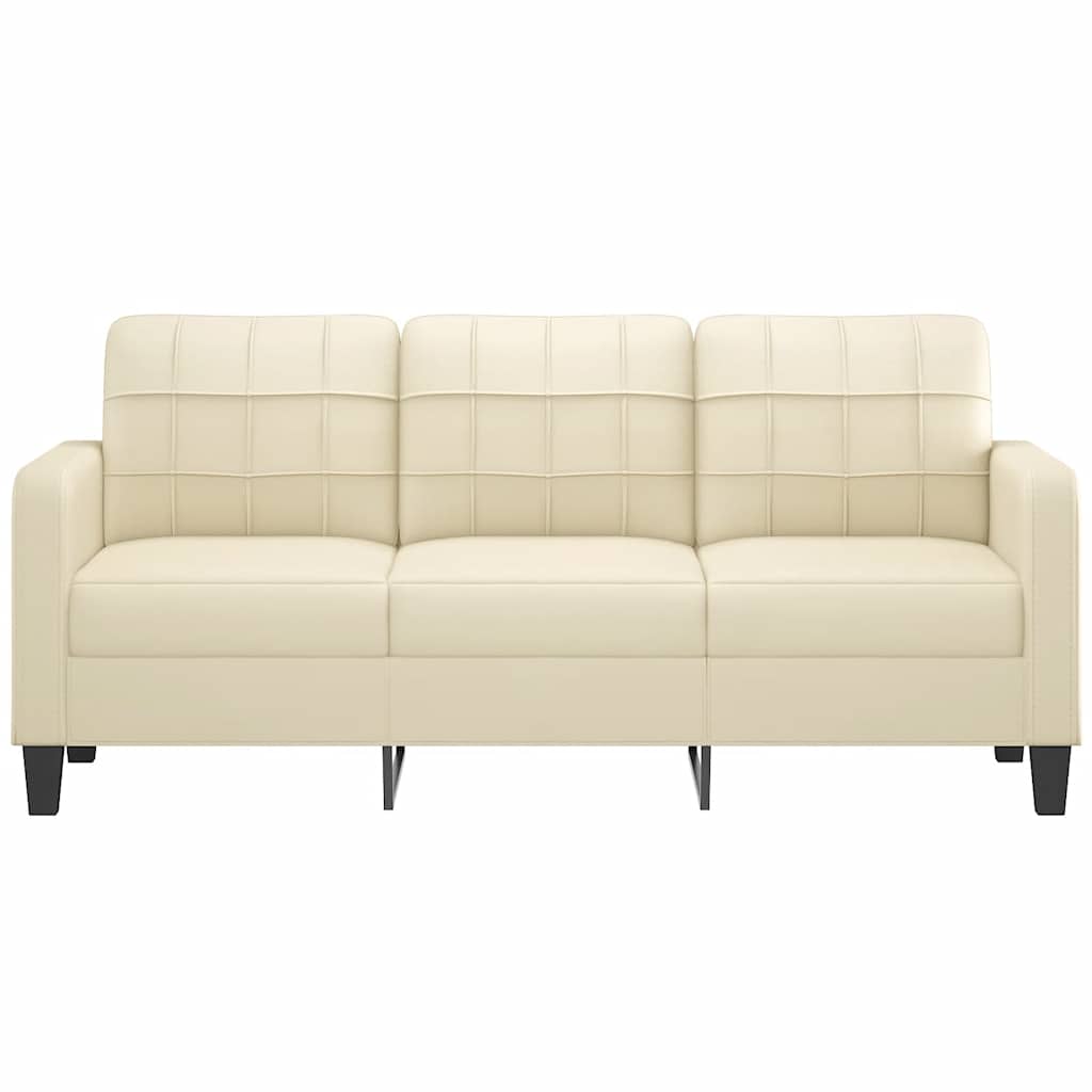 3-Seater Sofa Cream 180 cm Faux Leather