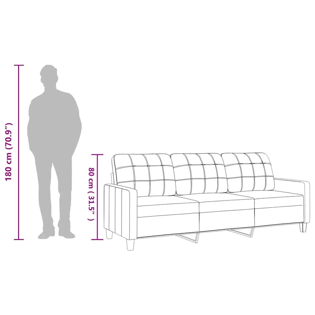 3-Seater Sofa Cream 180 cm Faux Leather