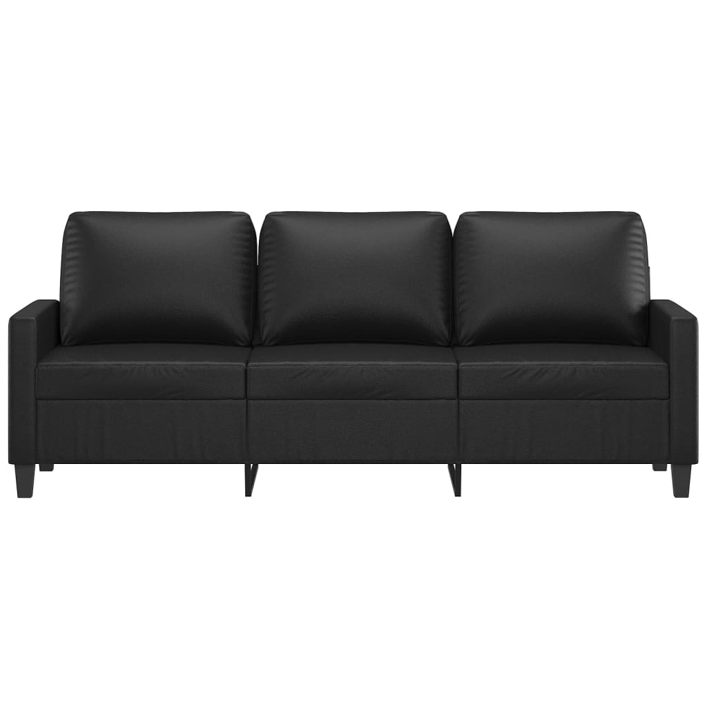 3-Seater Sofa Black 180 cm Faux Leather
