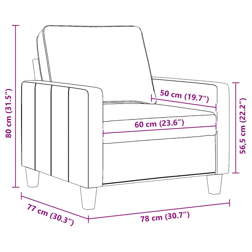 Sofa Chair Black 60 cm Fabric