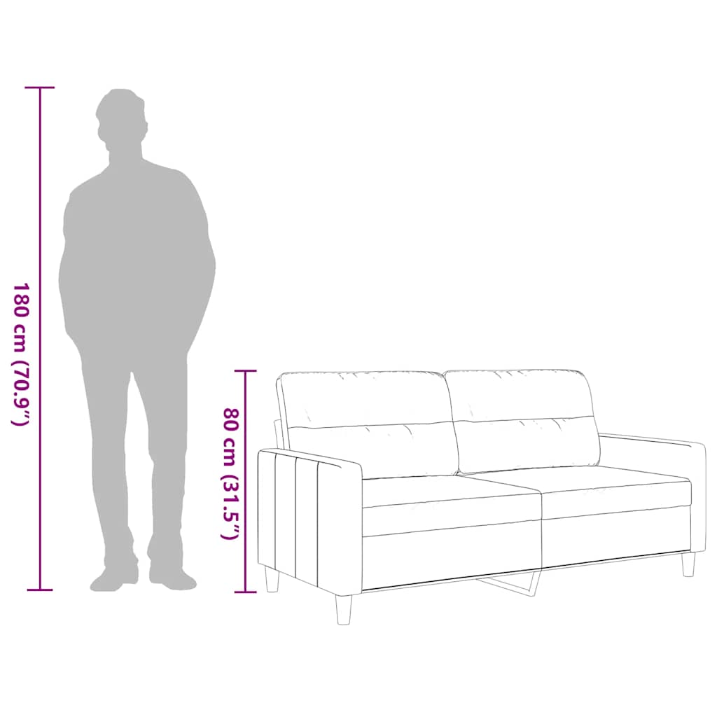 2-Seater Sofa Dark Grey 140 cm Fabric