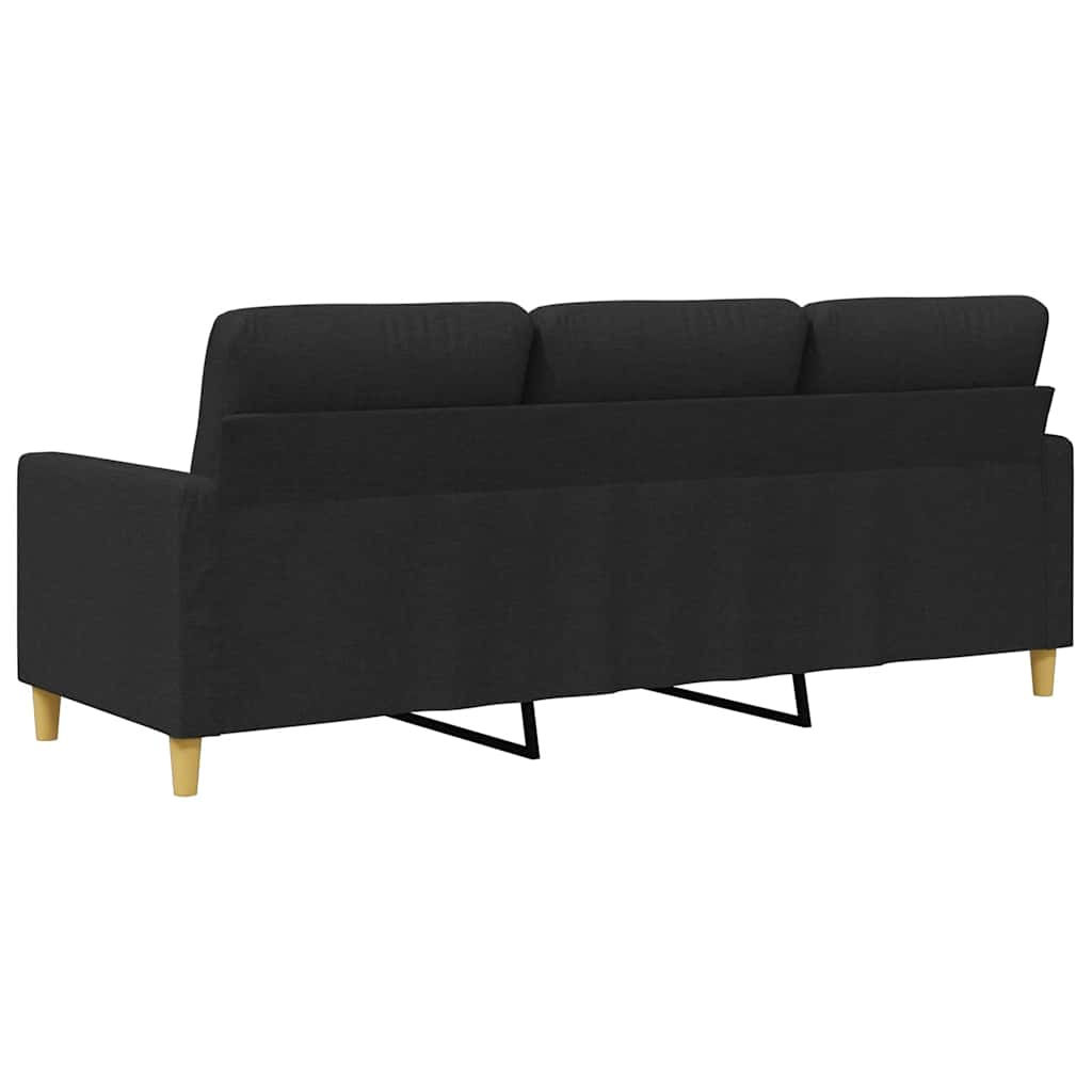 3-Seater Sofa Black 180 cm Fabric