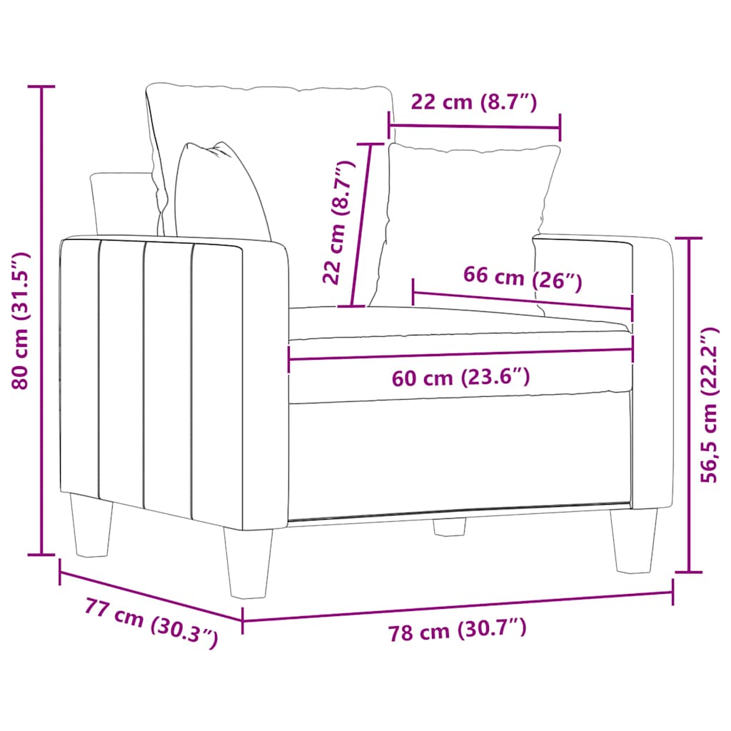 Sofa Chair Light Grey 60 cm Fabric