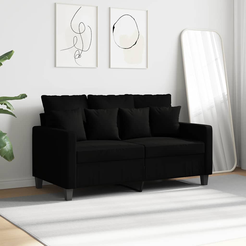 2-Seater Sofa Black 120 cm Fabric