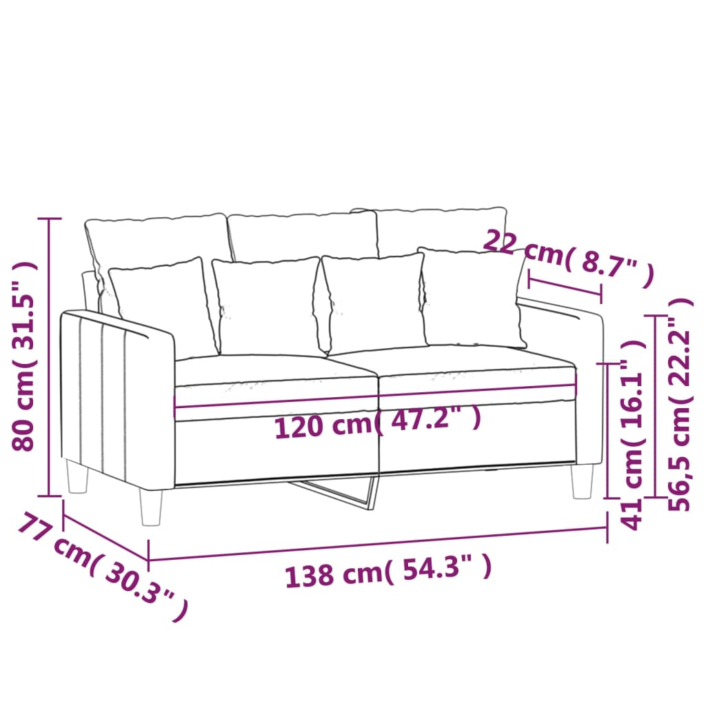 2-Seater Sofa Black 120 cm Velvet