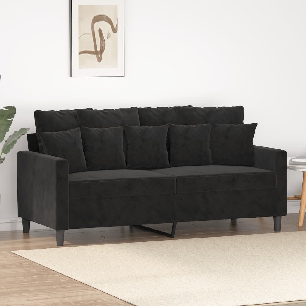 2-Seater Sofa Black 140 cm Velvet