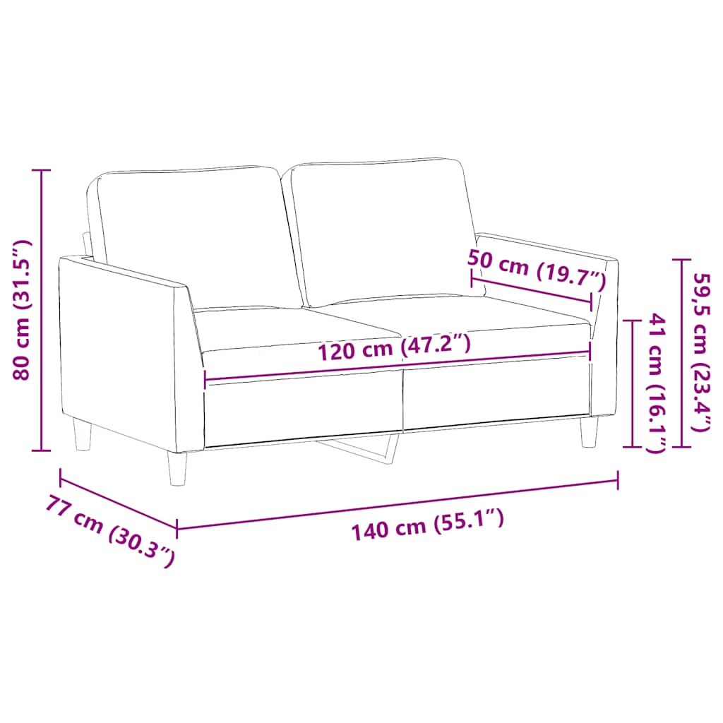 2-Seater Sofa Cappuccino 120 cm Faux Leather