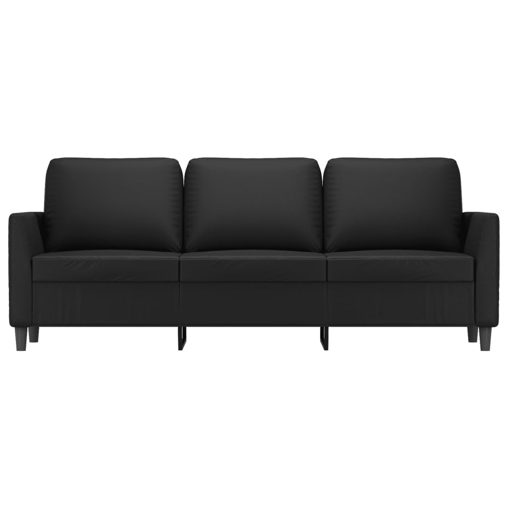 3-Seater Sofa Black 180 cm Faux Leather