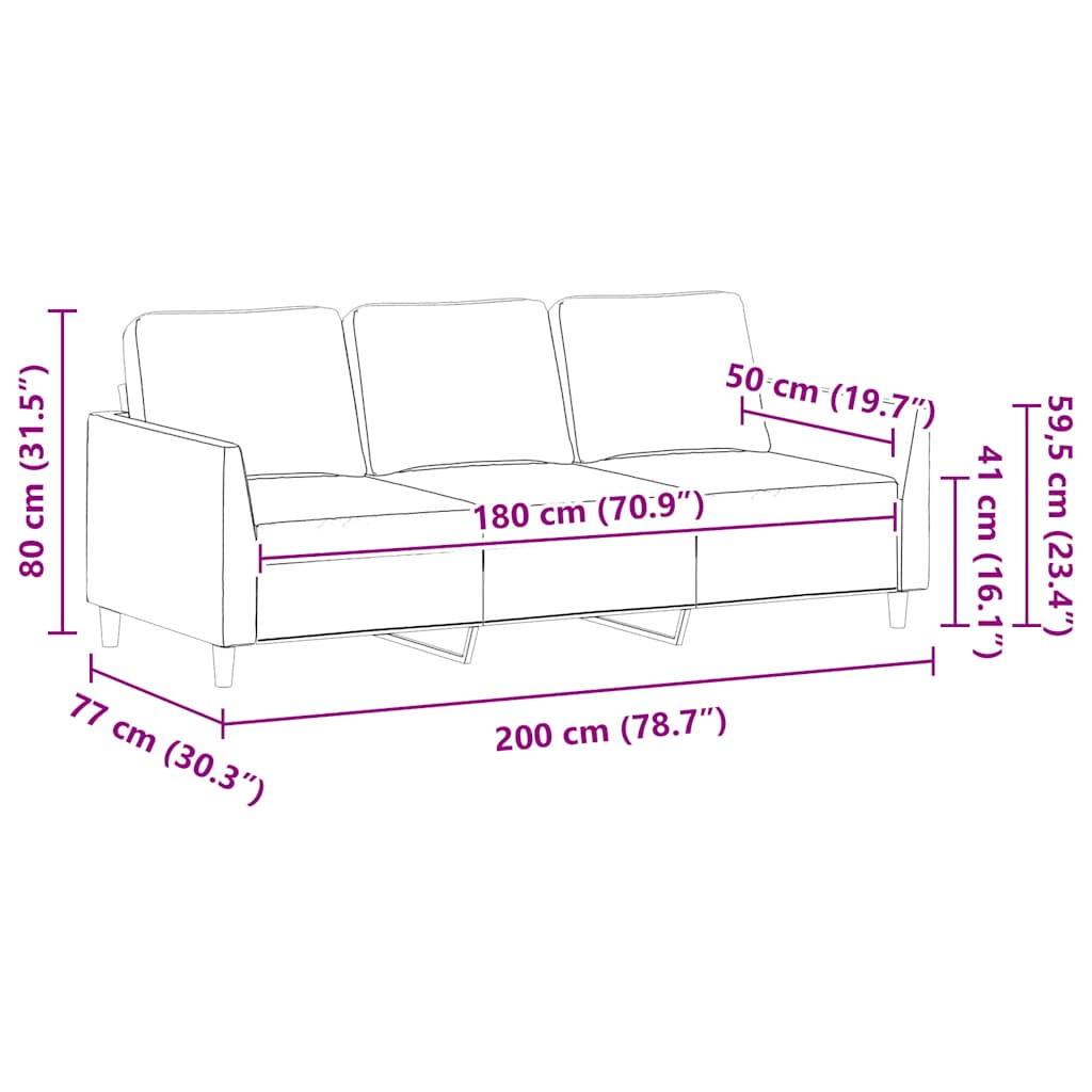 3-Seater Sofa Cappuccino 180 cm Faux Leather