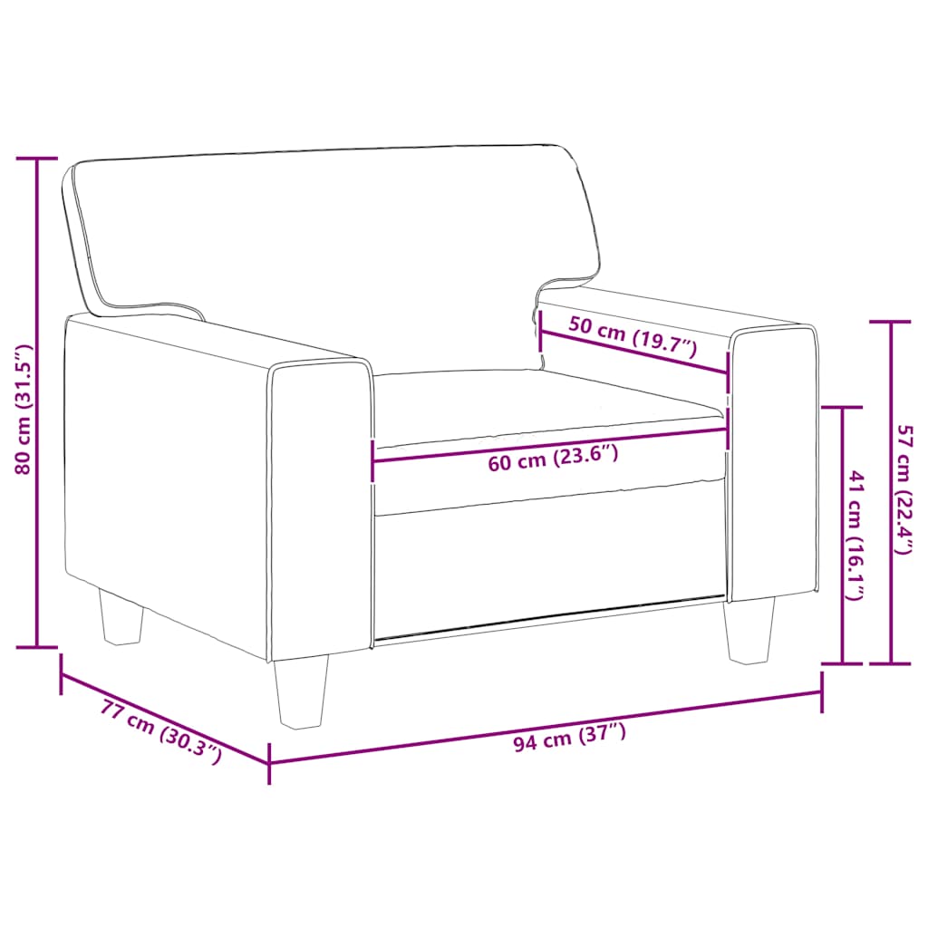 Sofa Chair Cappuccino 60 cm Faux Leather
