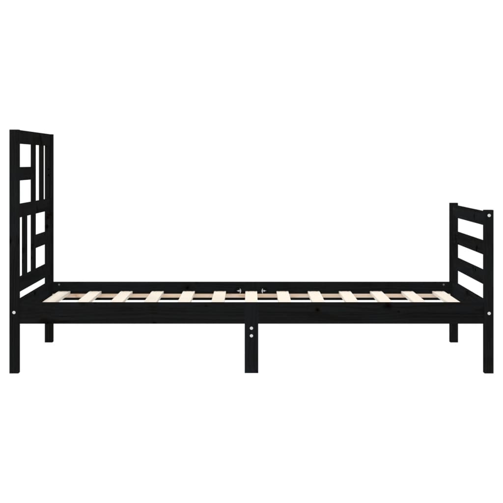Bed Frame without Mattress Black 90x190 cm Solid Wood