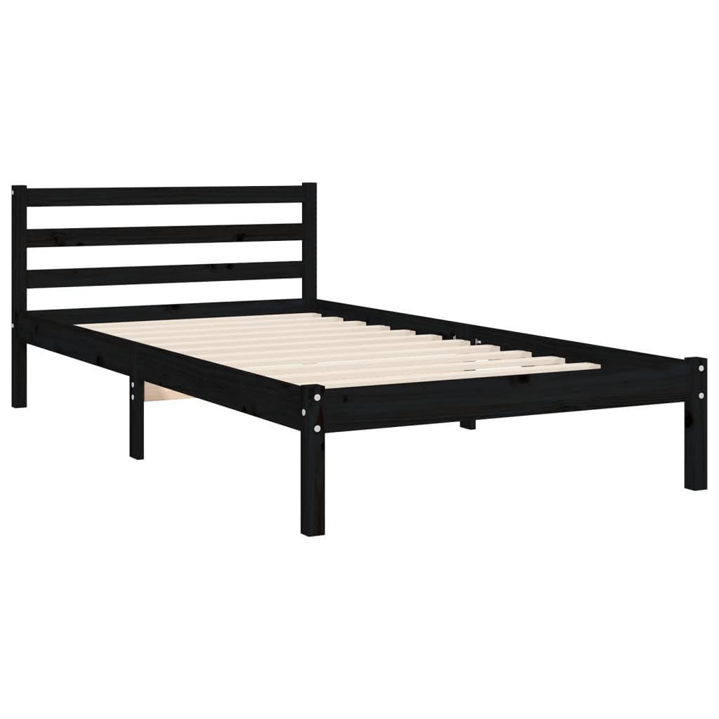 Bed Frame without Mattress Black 90x190 cm Solid Wood
