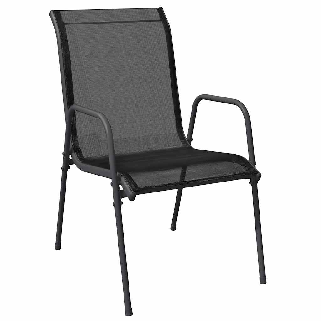3 Piece Garden Dining Set Black Steel