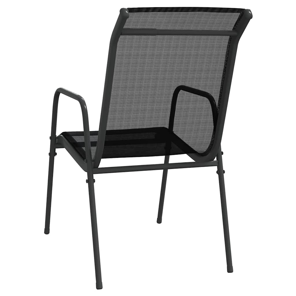 3 Piece Garden Dining Set Black Steel
