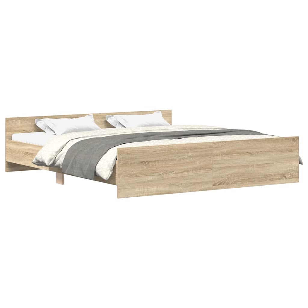 Bed Frame without Mattress Sonoma Oak 183x203 cm King