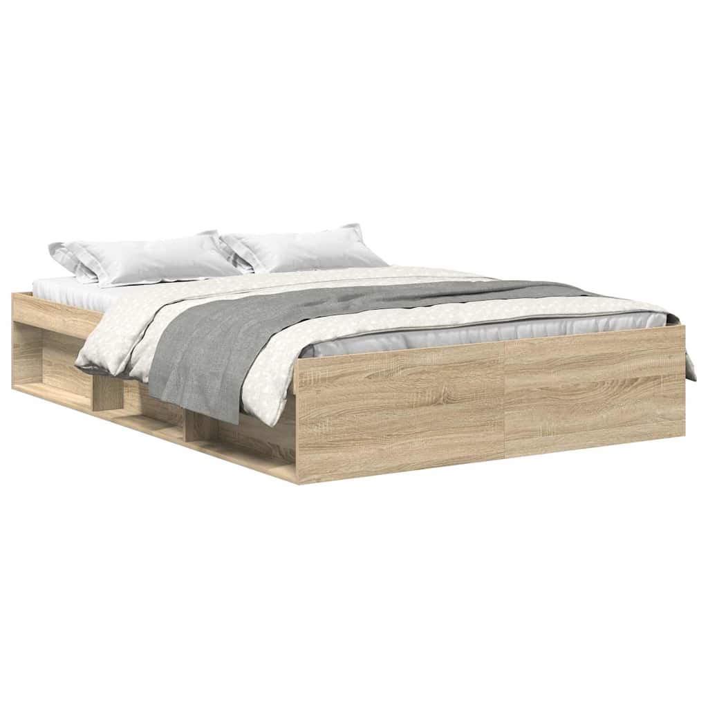 Bed Frame without Mattress Sonoma Oak 135x190 cm