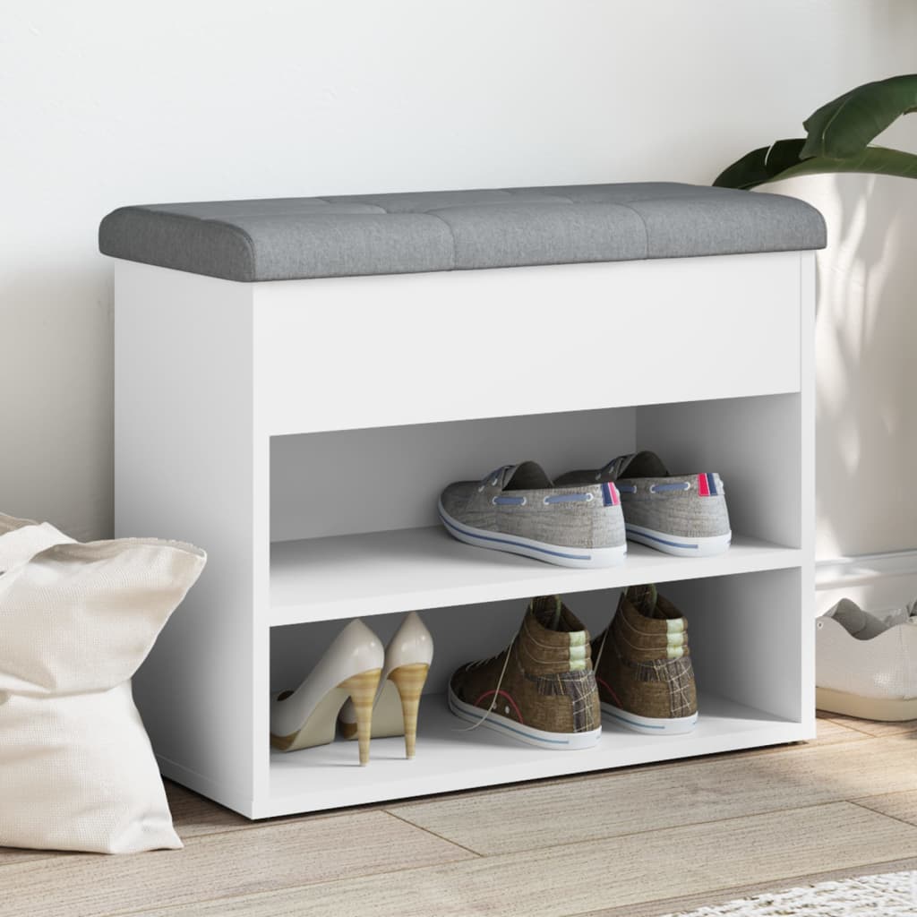 Shoe Bench White 62x32x50 cm Engineered Wood