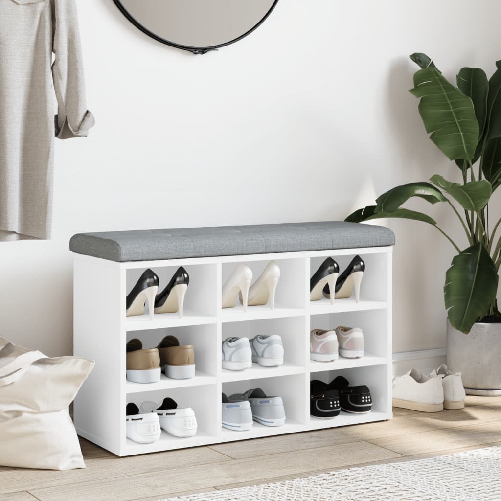 Shoe Bench White 82x32x50 cm Engineered Wood