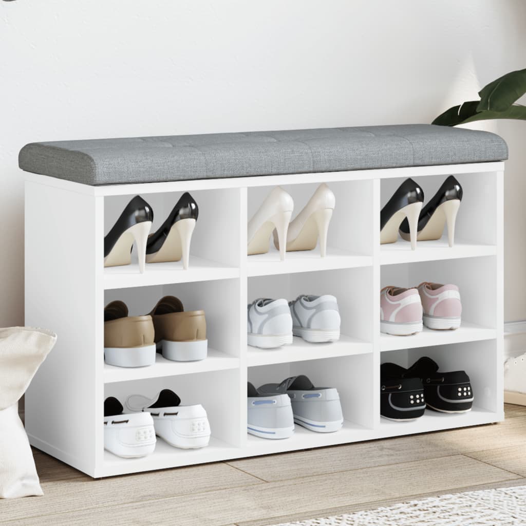 Shoe Bench White 82x32x50 cm Engineered Wood