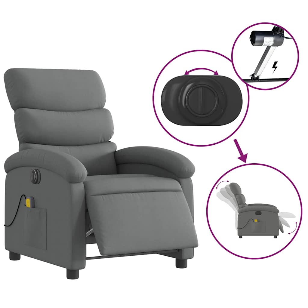 Electric Massage Recliner Chair Dark Grey Fabric