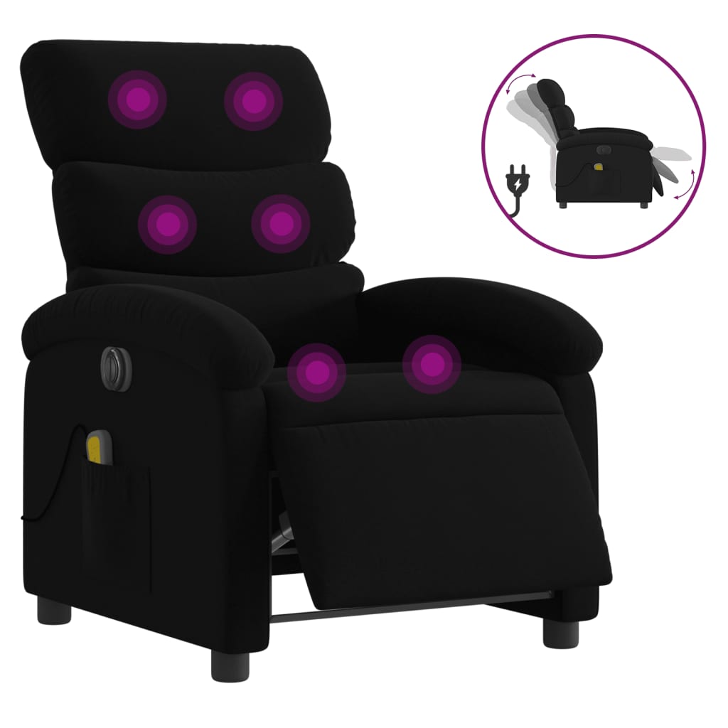 Electric Massage Recliner Chair Black Fabric