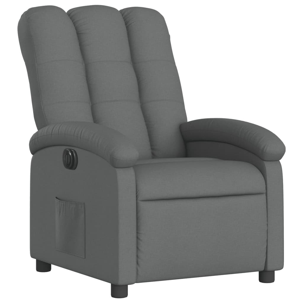 Electric Recliner Chair Dark Grey Fabric