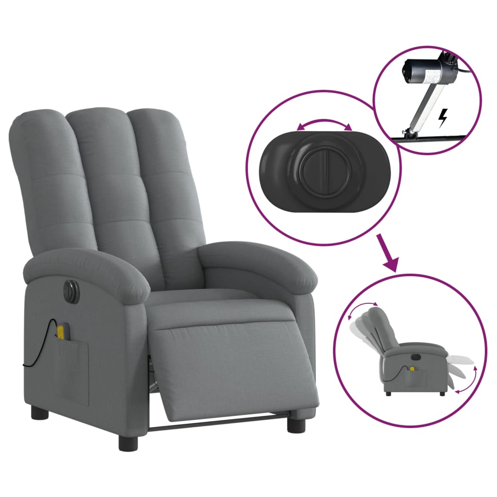 Electric Massage Recliner Chair Dark Grey Fabric