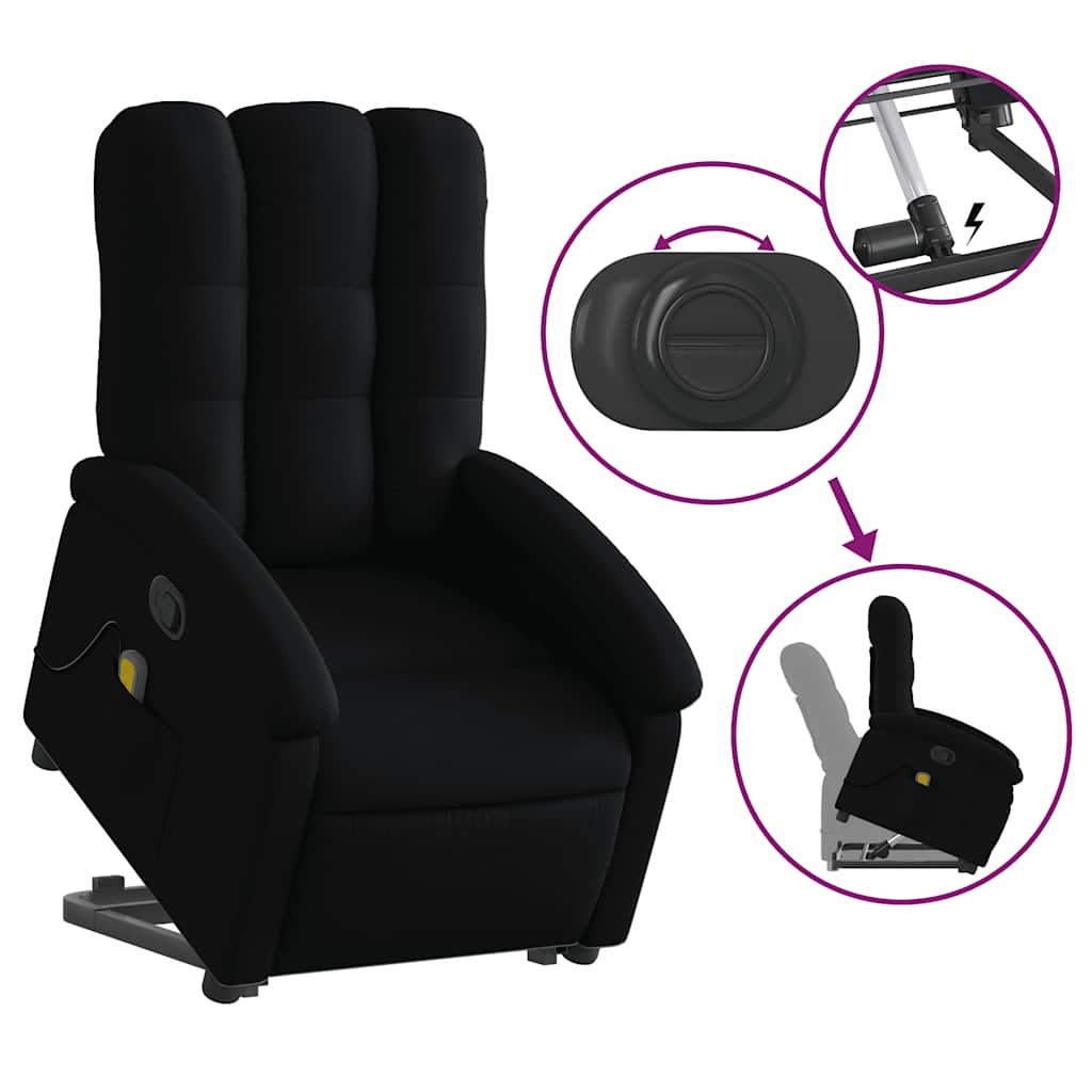 Stand up Massage Recliner Chair Black Fabric