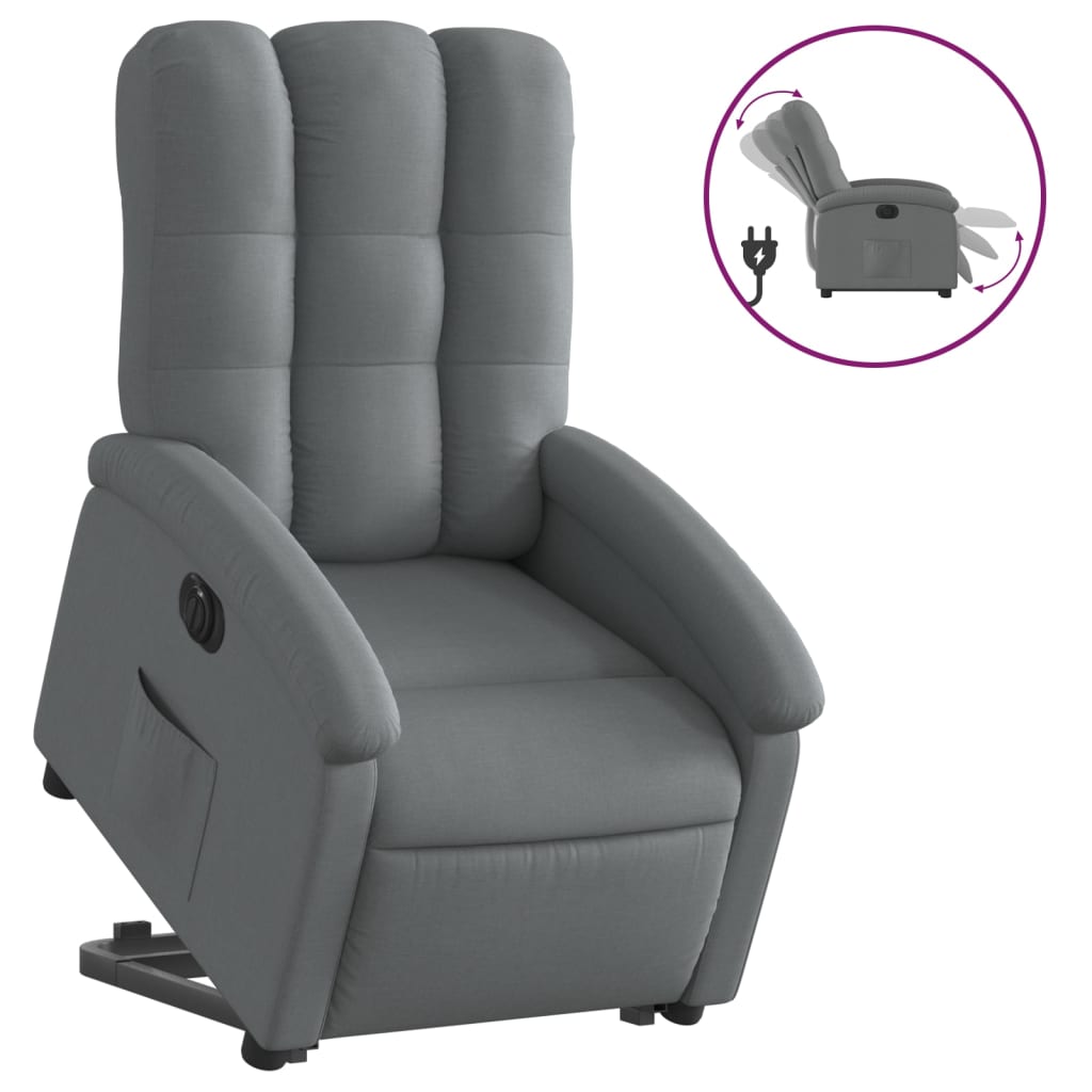 Electric Stand up Recliner Chair Dark Grey Fabric