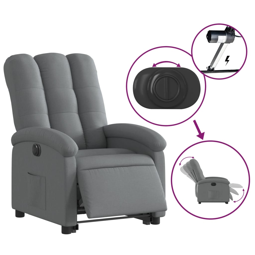 Electric Stand up Recliner Chair Dark Grey Fabric