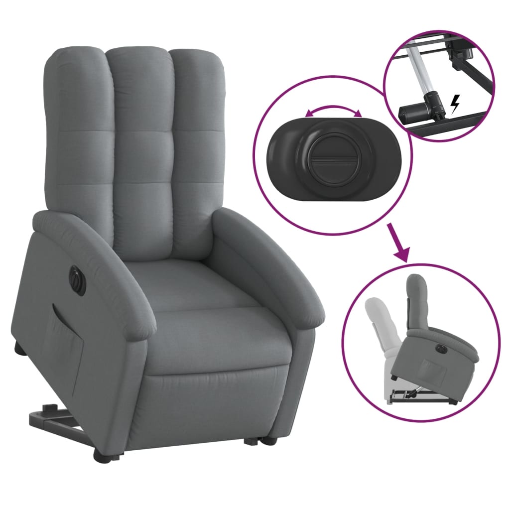 Electric Stand up Recliner Chair Dark Grey Fabric