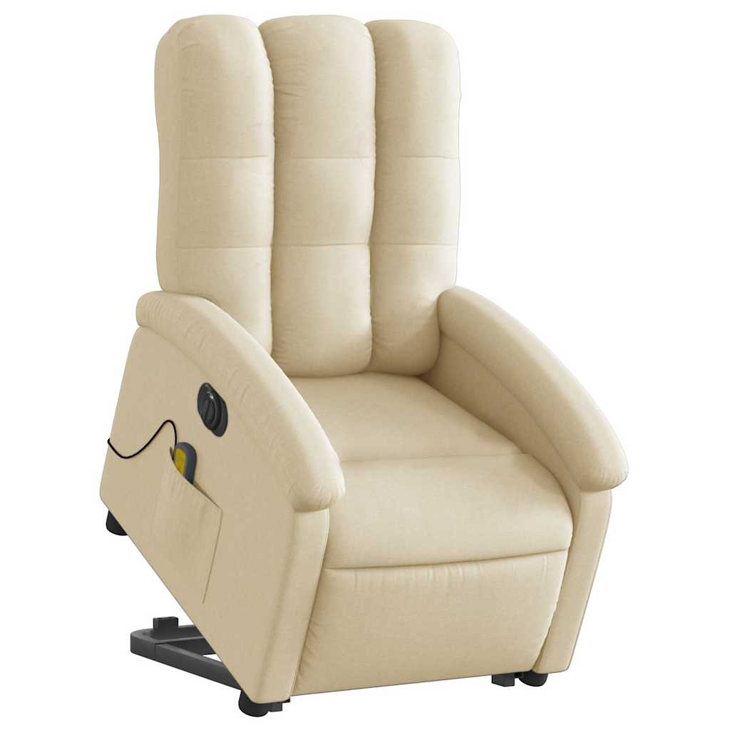 Electric Stand up Massage Recliner Chair Cream Fabric