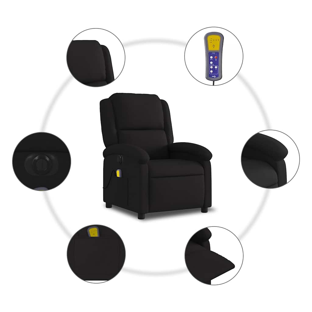 Electric Massage Recliner Chair Black Fabric