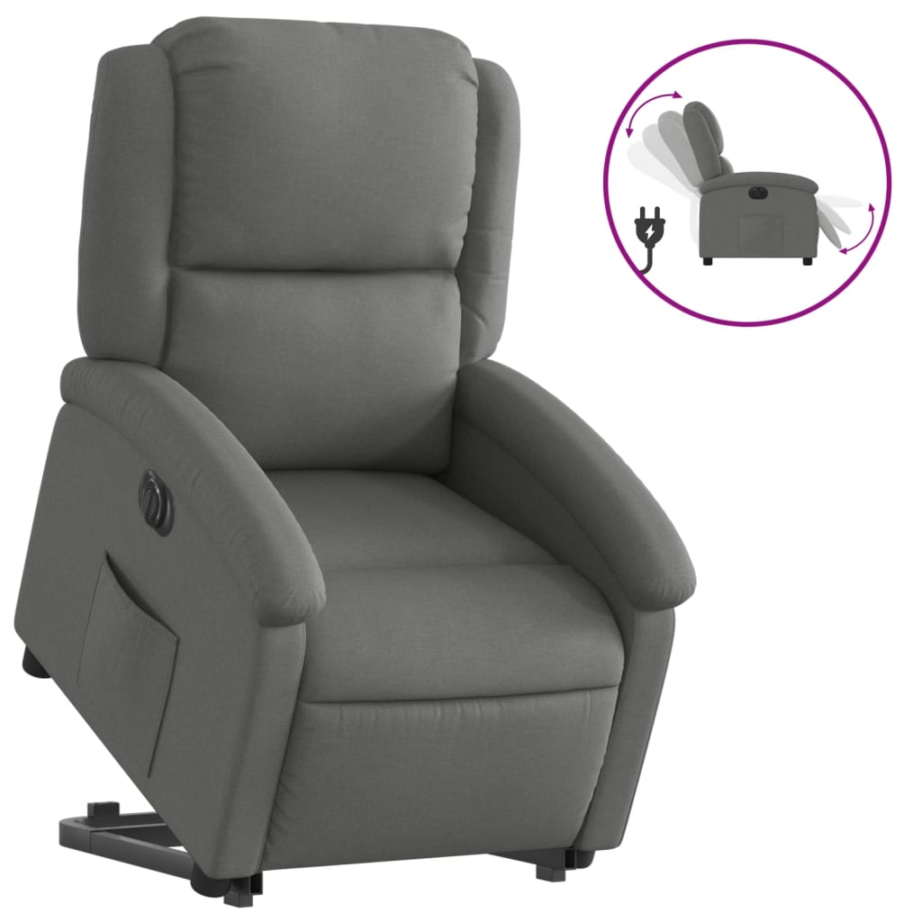 Electric Stand up Recliner Chair Dark Grey Fabric