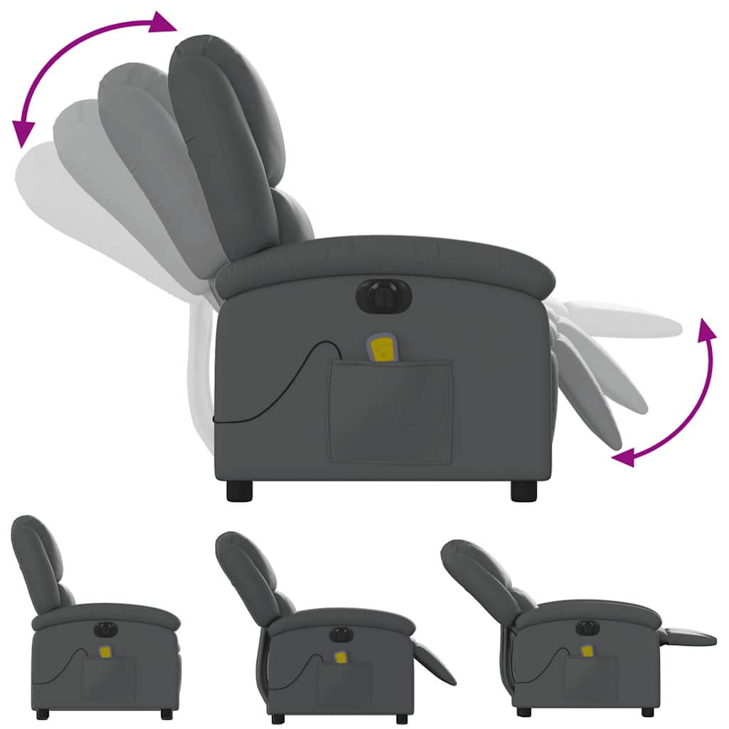 Electric Massage Recliner Chair Grey Faux Leather