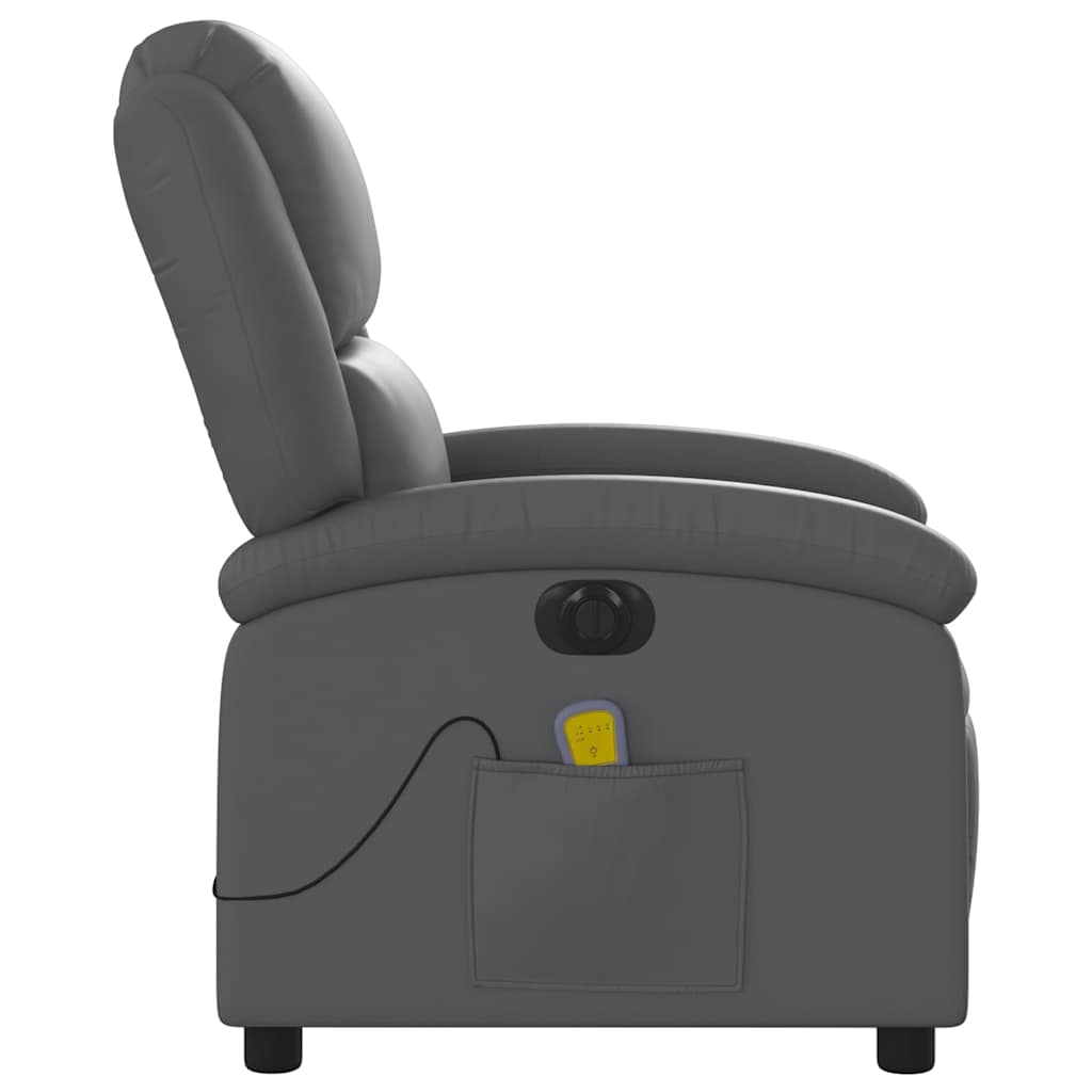 Electric Massage Recliner Chair Grey Faux Leather