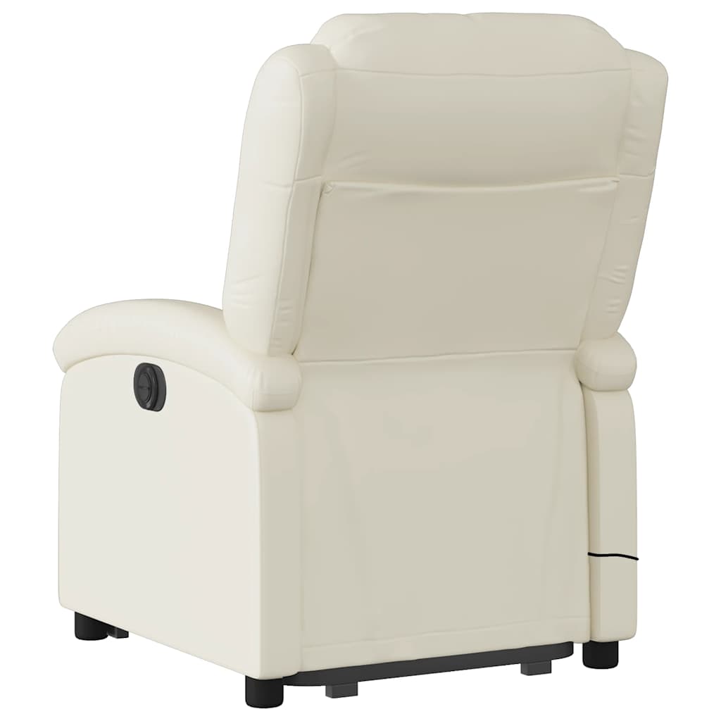 Electric Stand up Massage Recliner Chair Cream Faux Leather