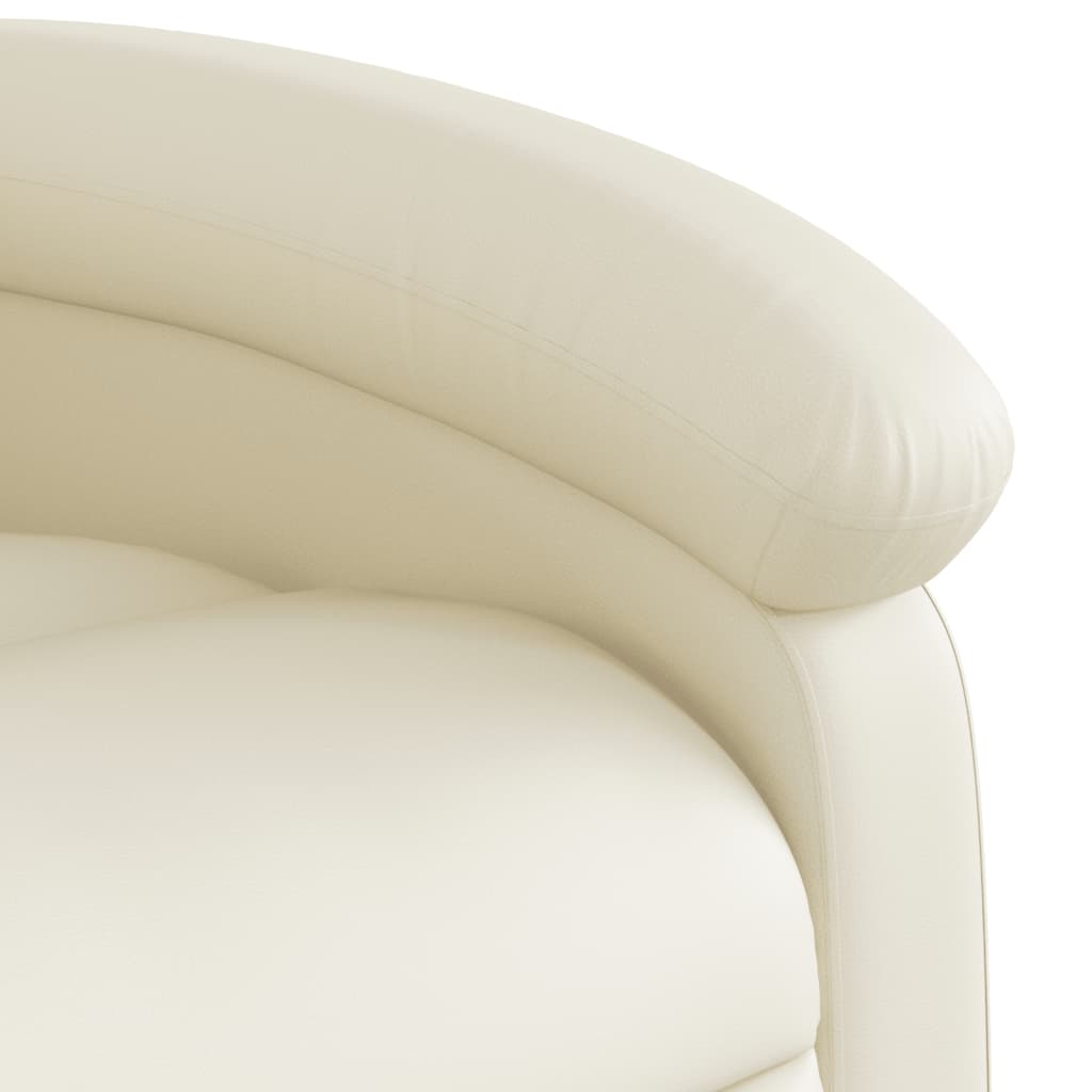 Electric Stand up Massage Recliner Chair Cream Faux Leather