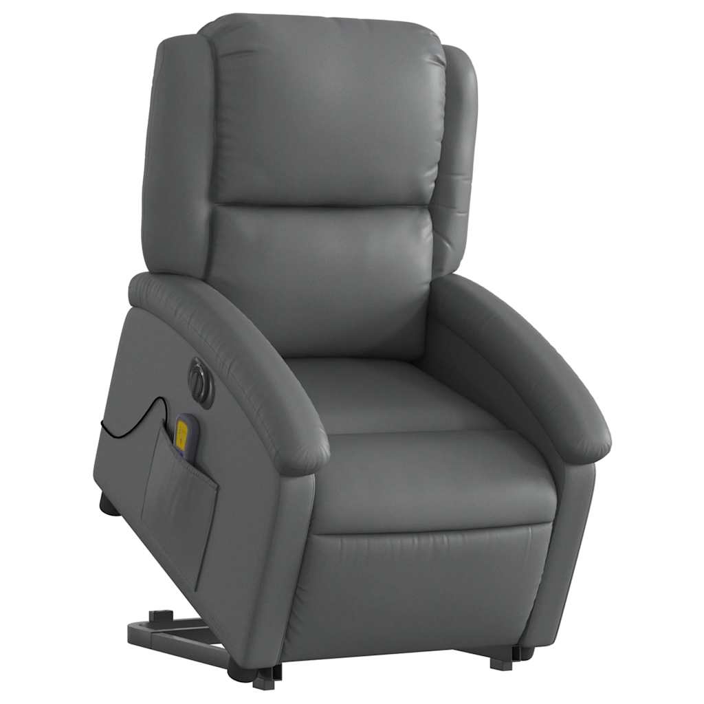 Electric Stand up Massage Recliner Chair Grey Faux Leather