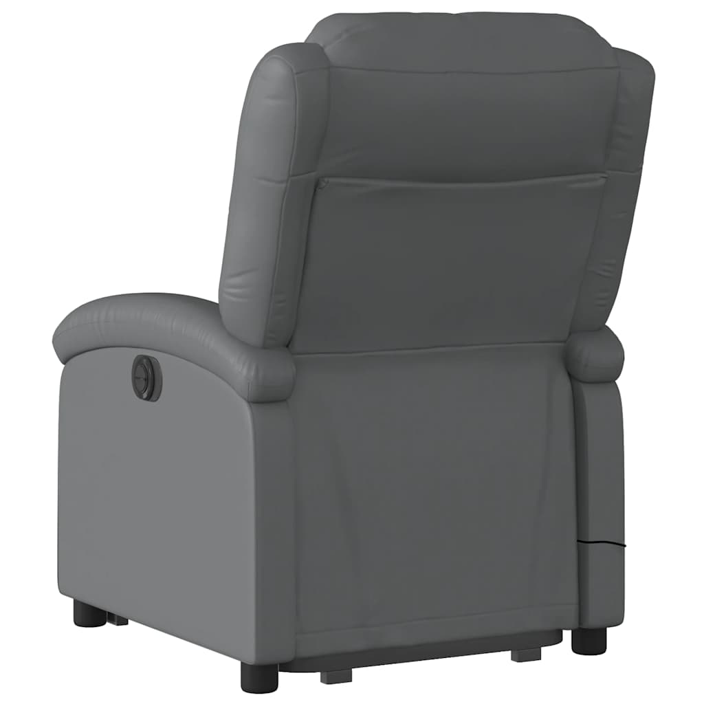 Electric Stand up Massage Recliner Chair Grey Faux Leather