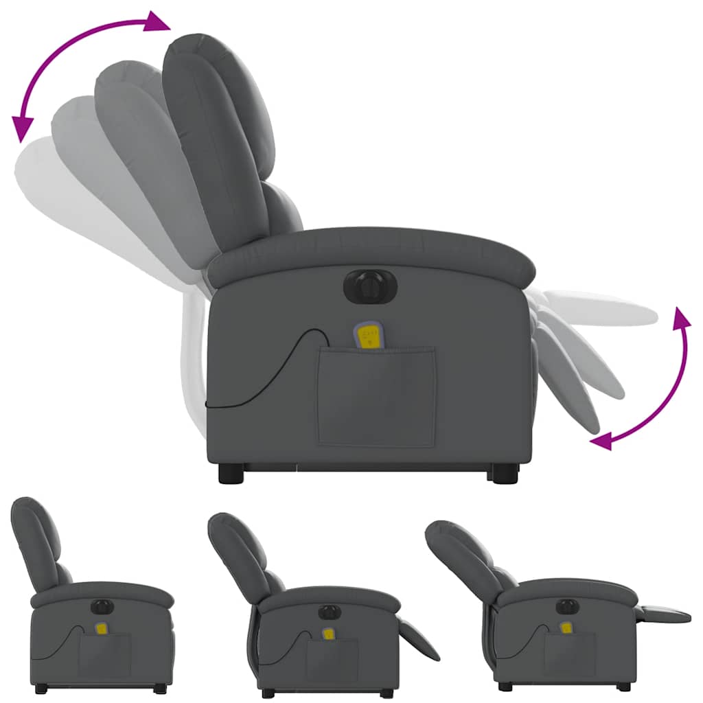Electric Stand up Massage Recliner Chair Grey Faux Leather