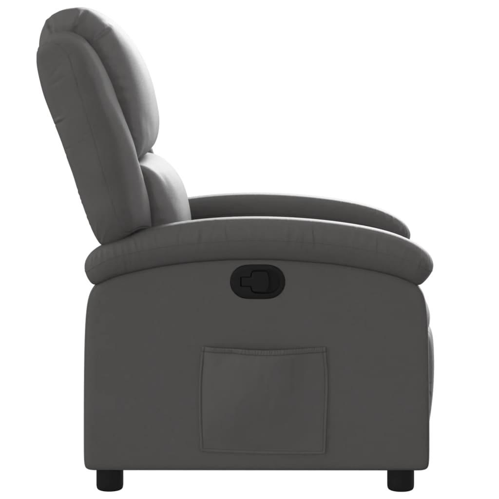 Recliner Chair Grey Real Leather