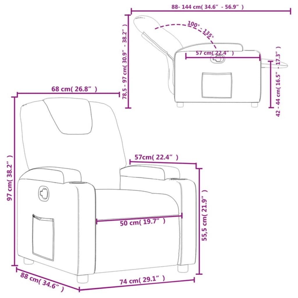 Recliner Chair Light Grey Fabric