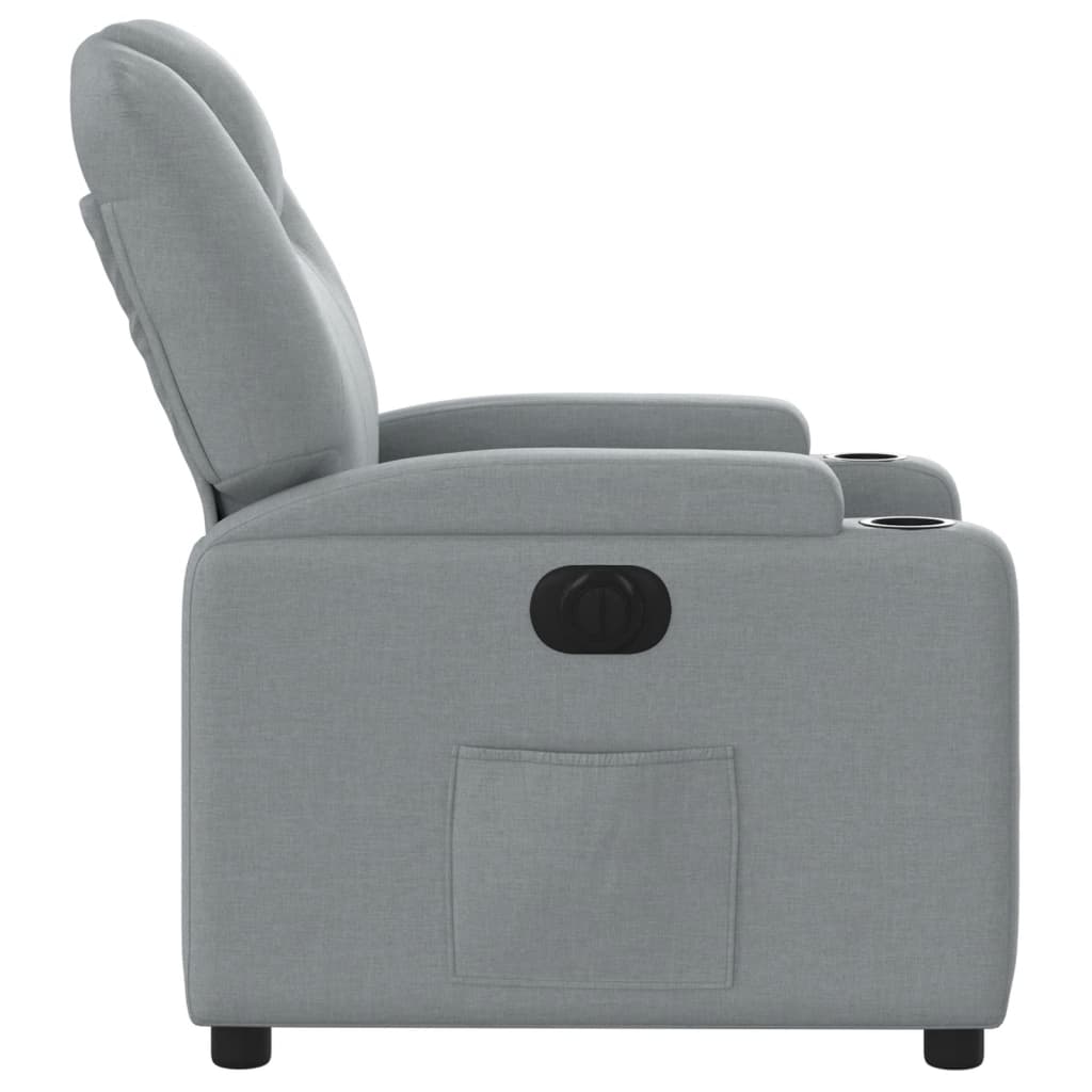 Electric Recliner Chair Light Grey Fabric