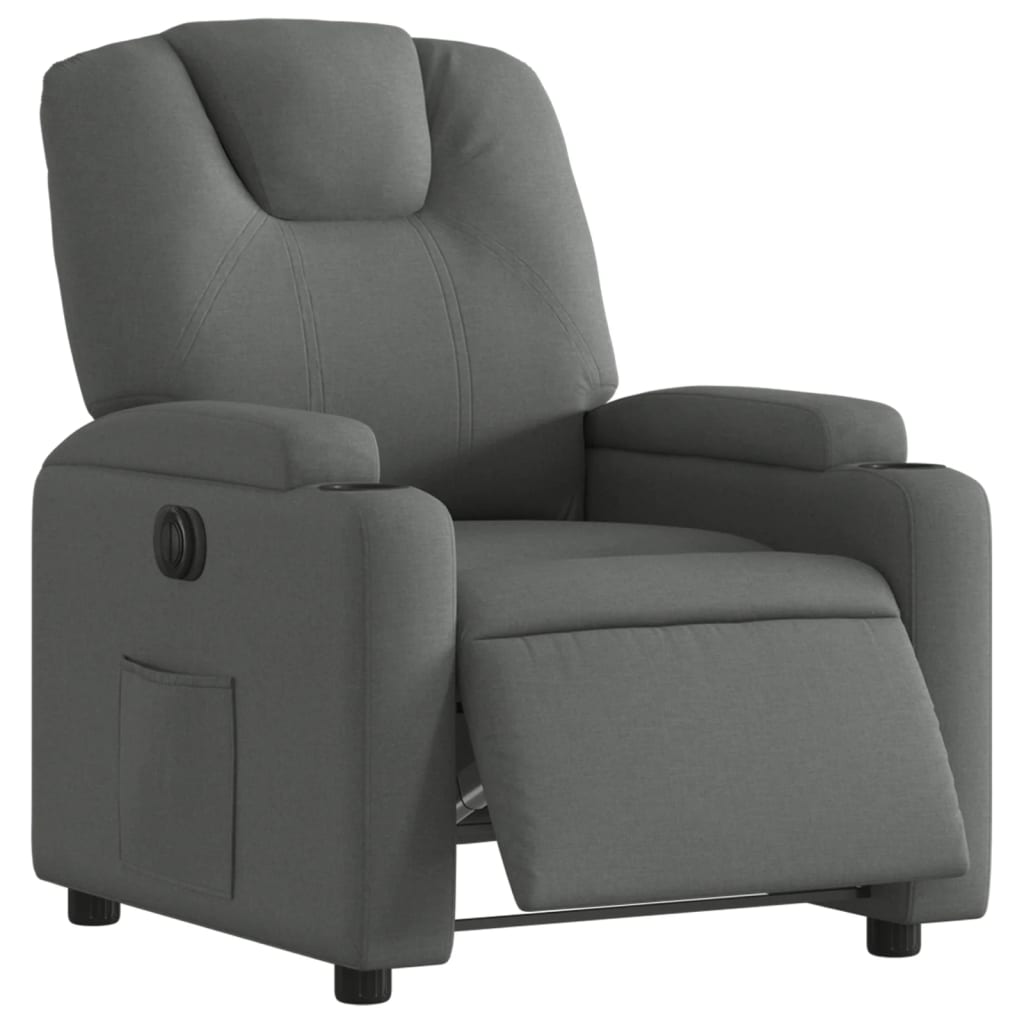 Electric Recliner Chair Dark Grey Fabric