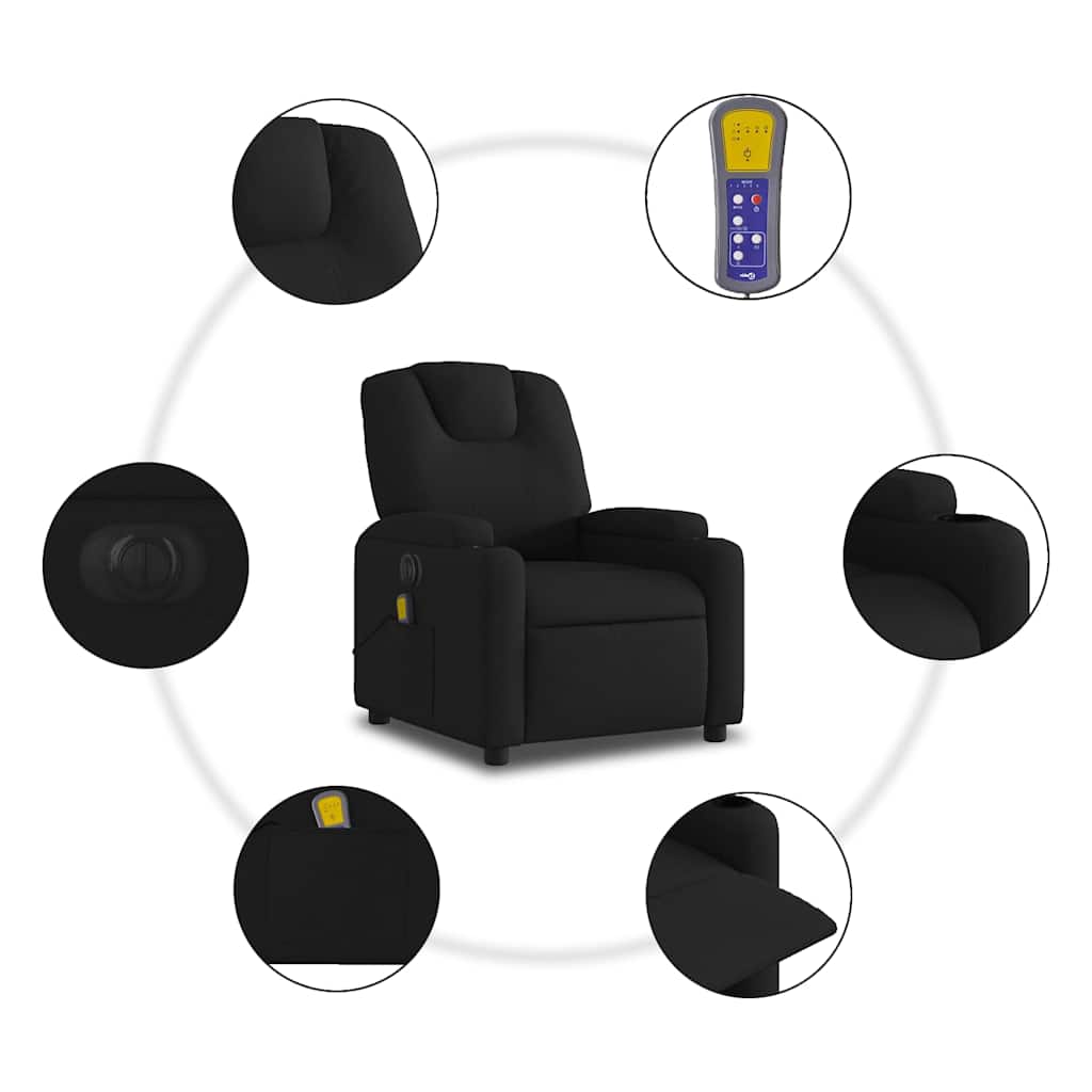 Electric Massage Recliner Chair Black Fabric